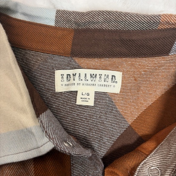 Idyllwind MIRANDA LAMBERT Womens Size L Blue Plaid Flannel Western Snap Up Shirt - Picture 2 of 7